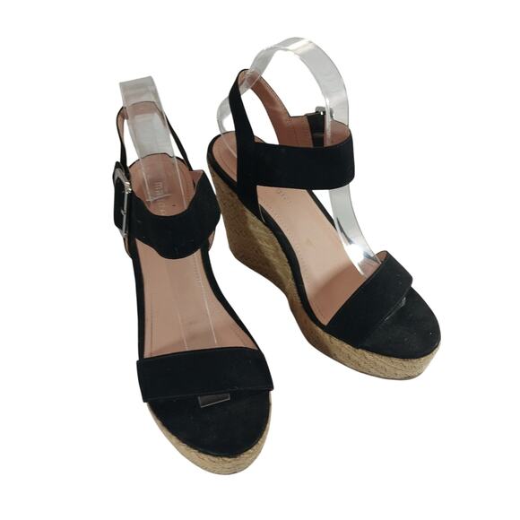 MADDEN GIRL! SLEEK BLACK VEGAN SUEDE ESPADRILLE WEDGE HEELS, SANDALS! SZ 8M - Picture 2 of 10